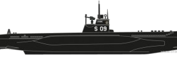 Корабль NMF Laubie S09 [ex DKM U-766 Type VIIC Submarine] (1950) - чертежи, габариты, рисунки